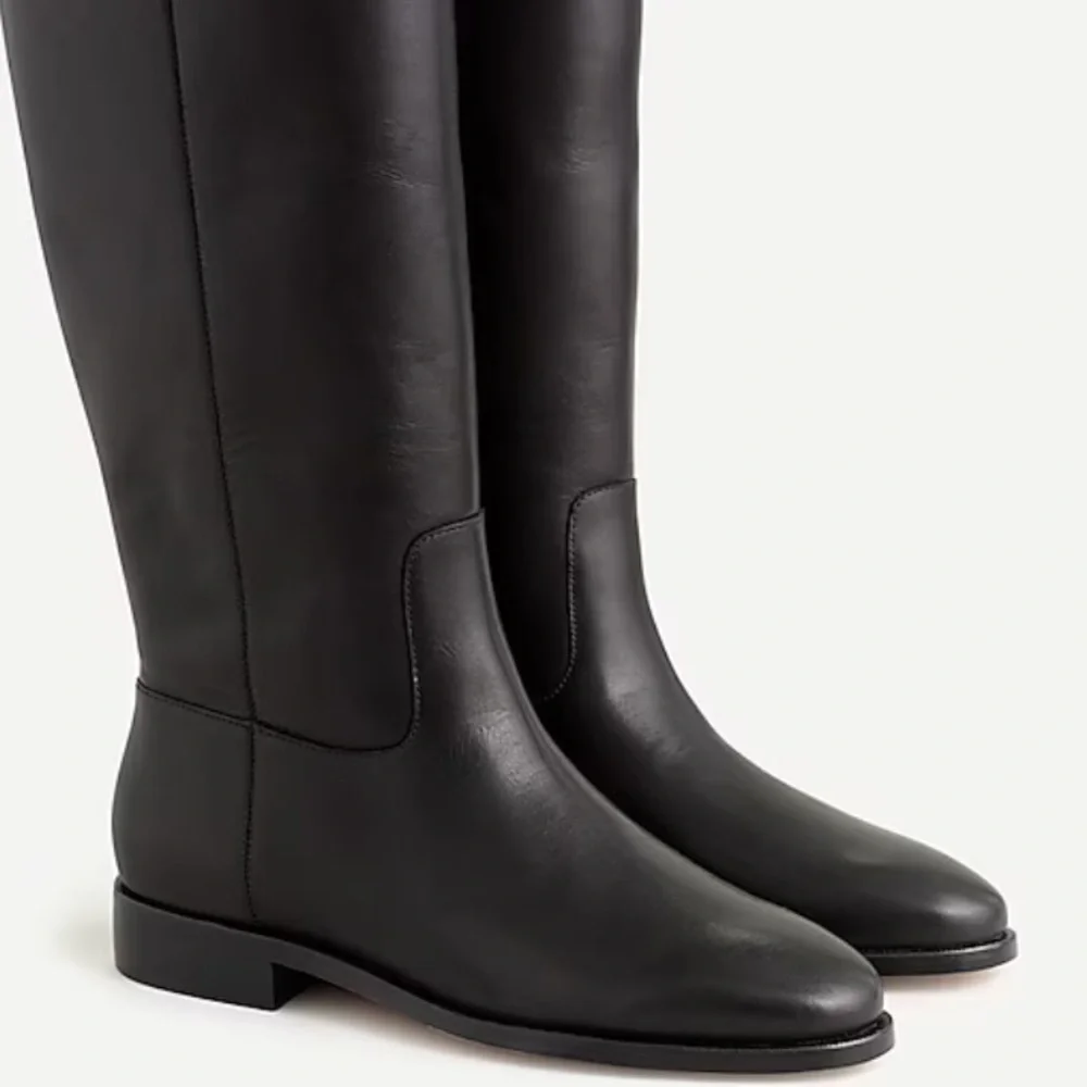 J Crew Tall Troy Leather Riding Black‎ Leather Knee-High Boots Size 5.5